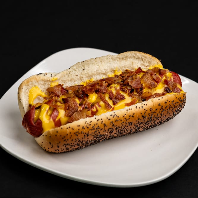 Cheesy Bacon Hot Dog.